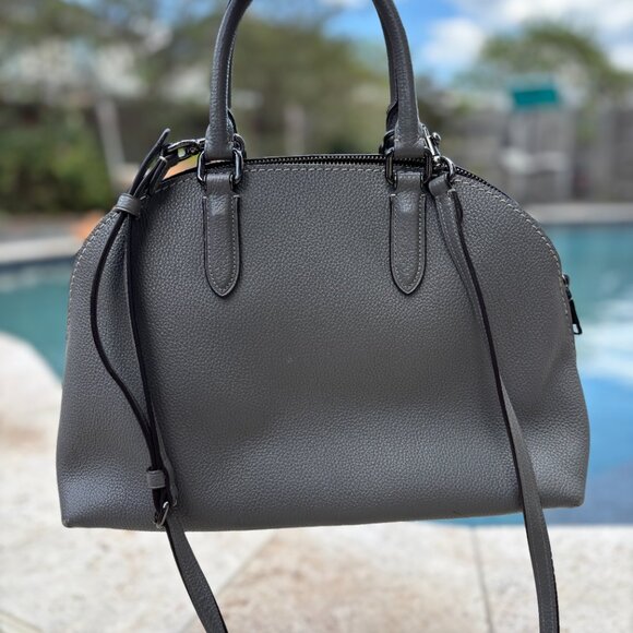 Coach Pebbled Leather Quinn Satchel – Grey Structured Handbag - Picture 4 of 17